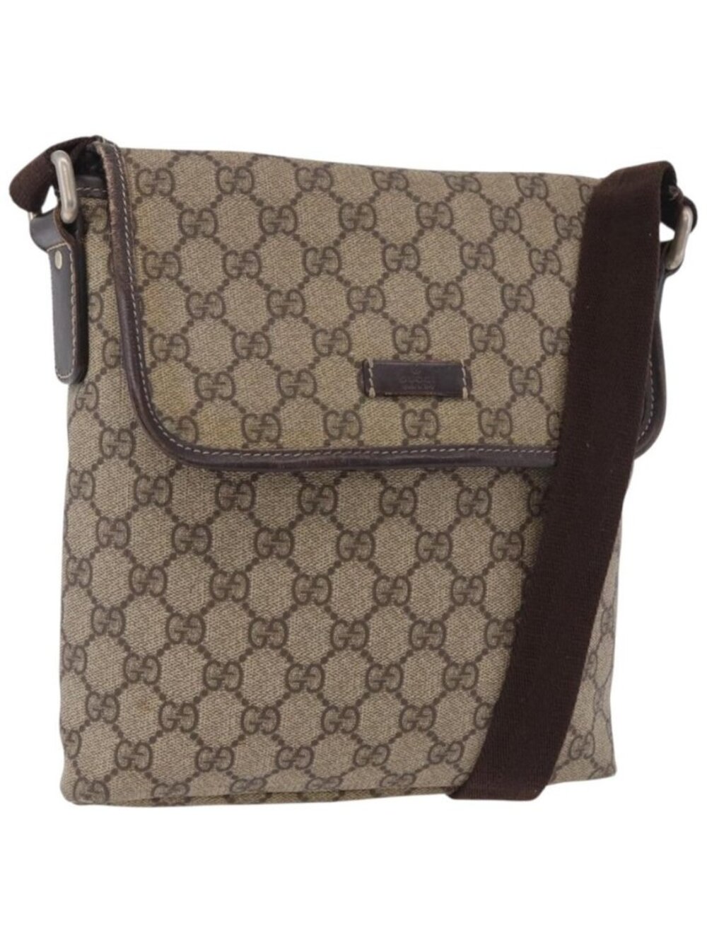 Authentic GUCCI GG Supreme Shoulder Bag PVC Beige Gold 223666